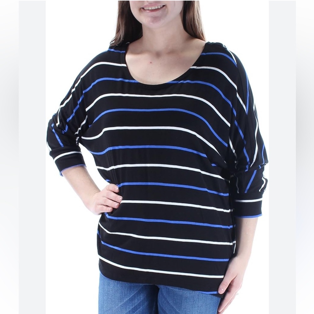 Maison Jules Striped Dolman-Sleeve Oversized Low High Shirt Size S New With Tag